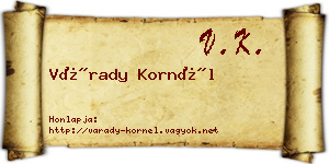 Várady Kornél névjegykártya